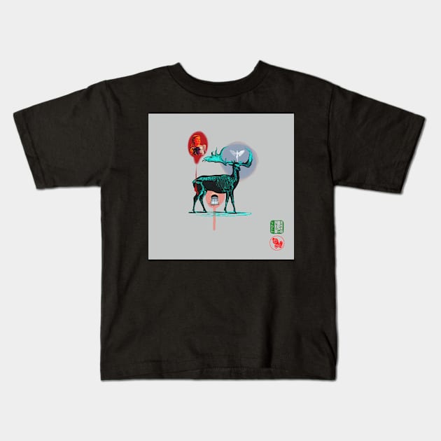 moose dance Kids T-Shirt by Beni-Shoga-Ink